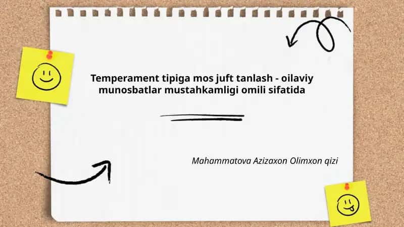 Temperament tipiga mos juft tanlash - oilaviy munosbatlar mustahkamligi omili sifatida