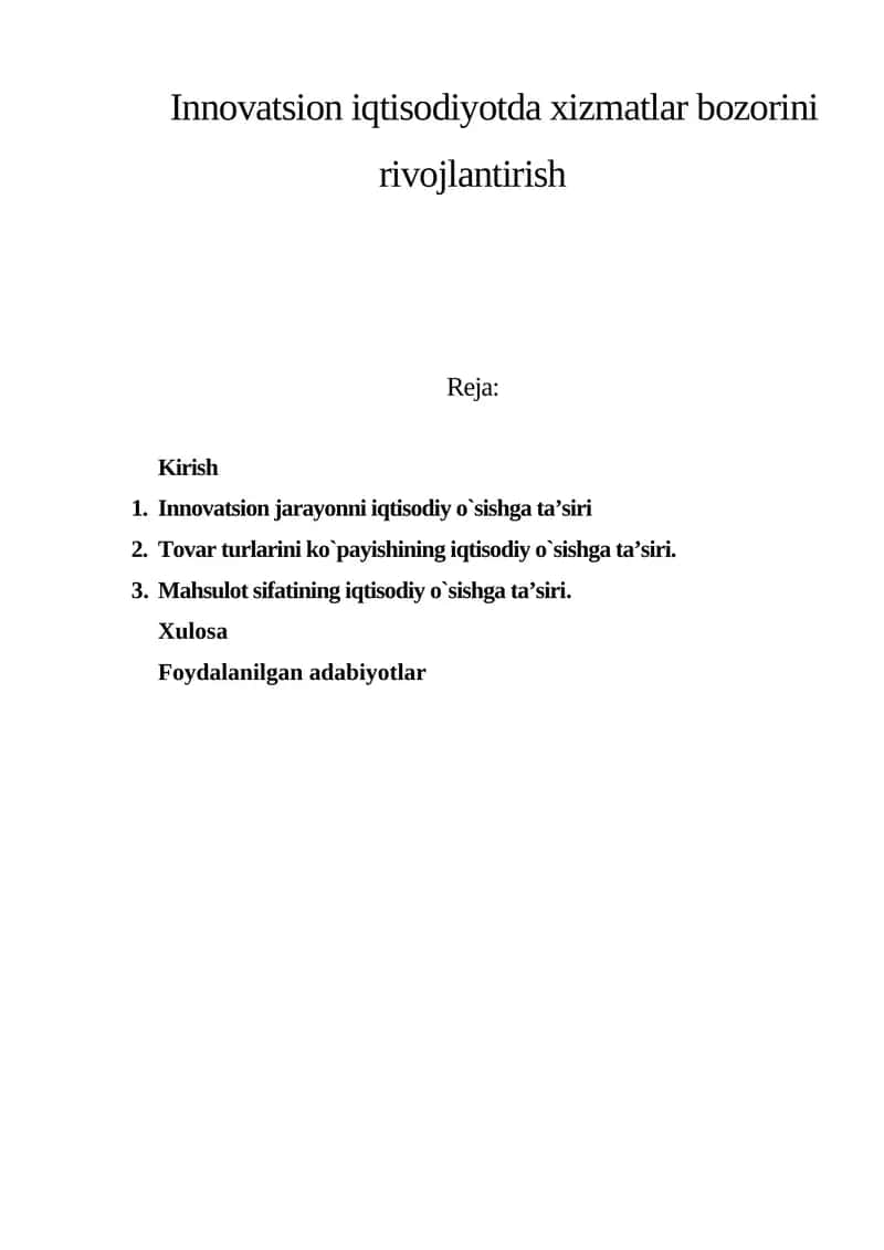 Texnologiya yoki bilimlarning iqtisodiy aspektlari