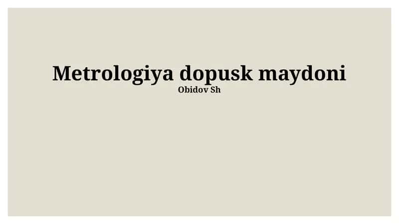 Metrologiya dopusk maydoni
