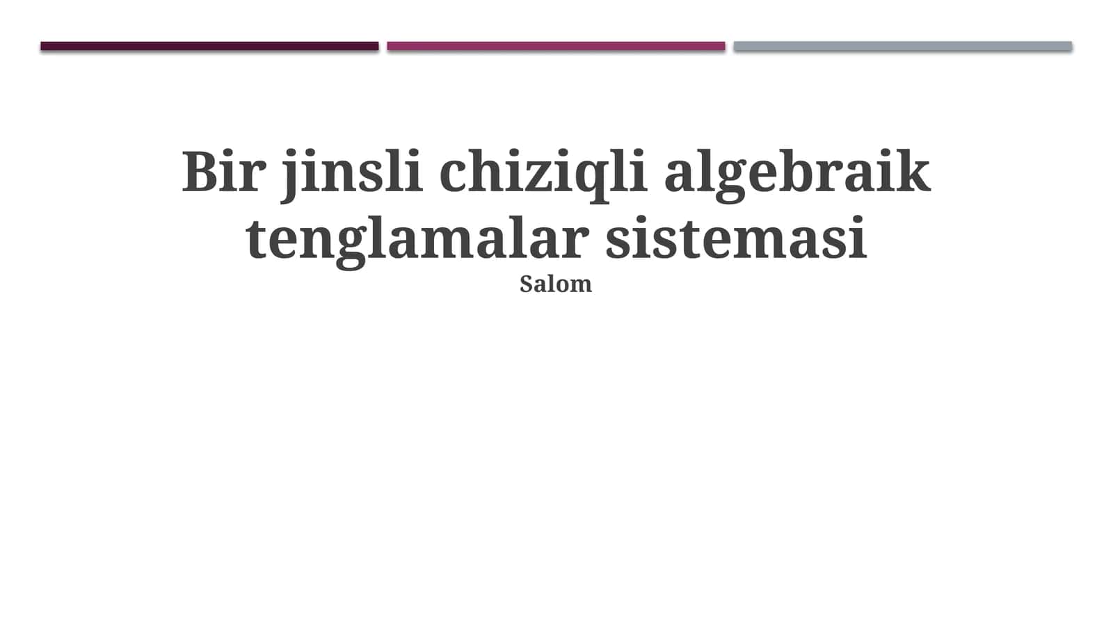 Bir jinsli chiziqli algebraik tenglamalar sistemasi
