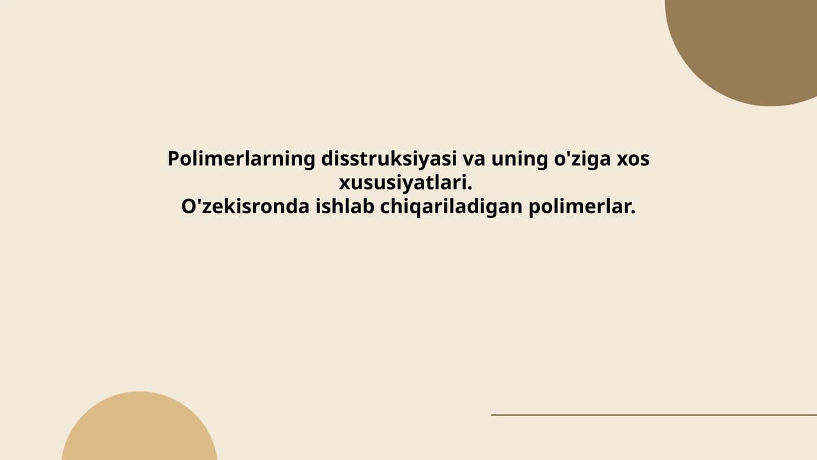 Polimerlarning degradatsiyasi mexanizmlari