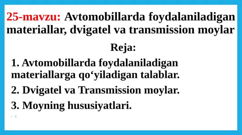Avtomobil materiallari