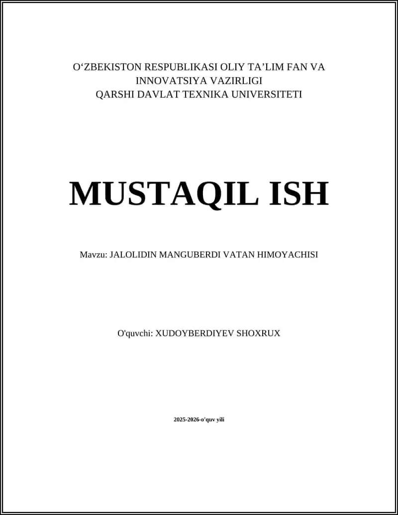 Jaloliddin Manguberdi Vatan Himoqchisi