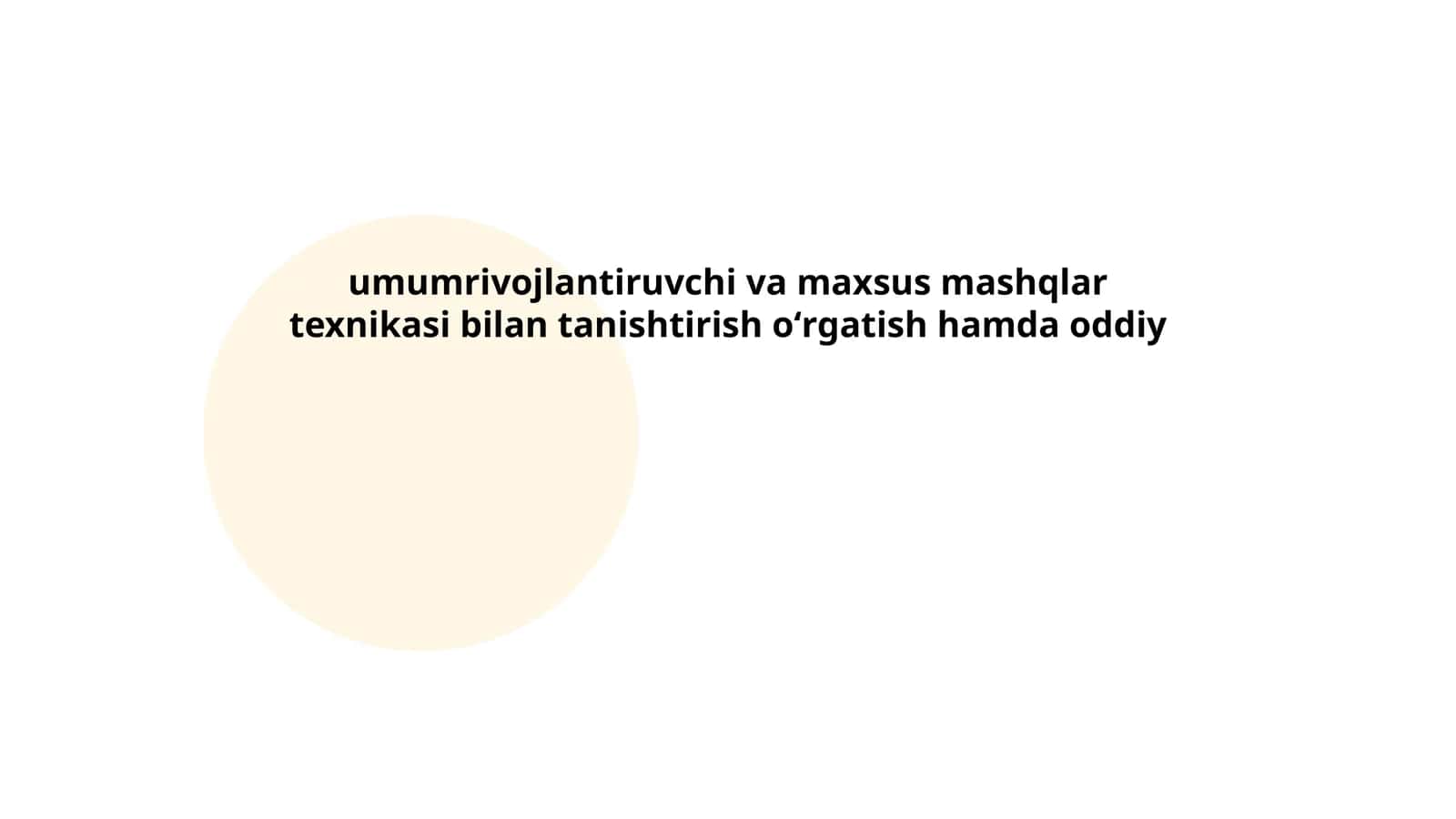 Reja: Umumrivojlantiruvchi va maxsus mashqlar texnikasi bilan tanishtirish oʻrgatish