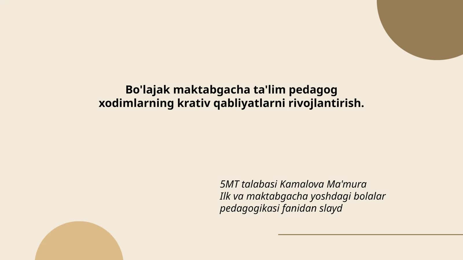 Bo'lajak maktabgacha ta'lim pedagog xodimlarning krativ qabliyatlarni rivojlantirish