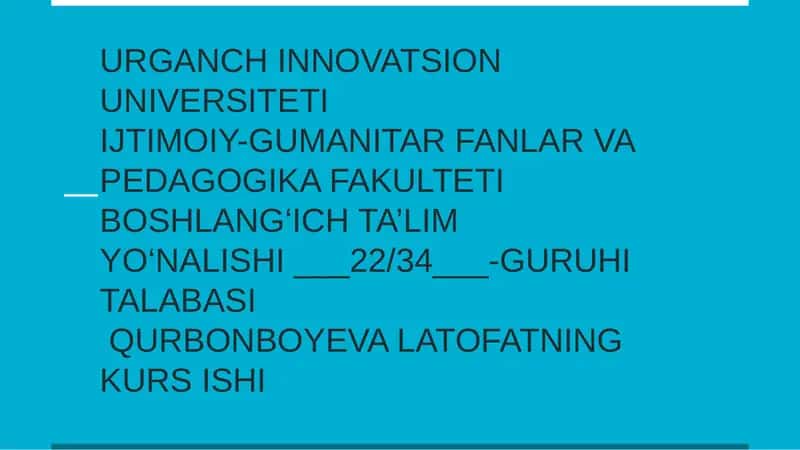 "Abdulla Avloniy asarlarida ta’lim-tarbiya masalalarining yoritilishi"