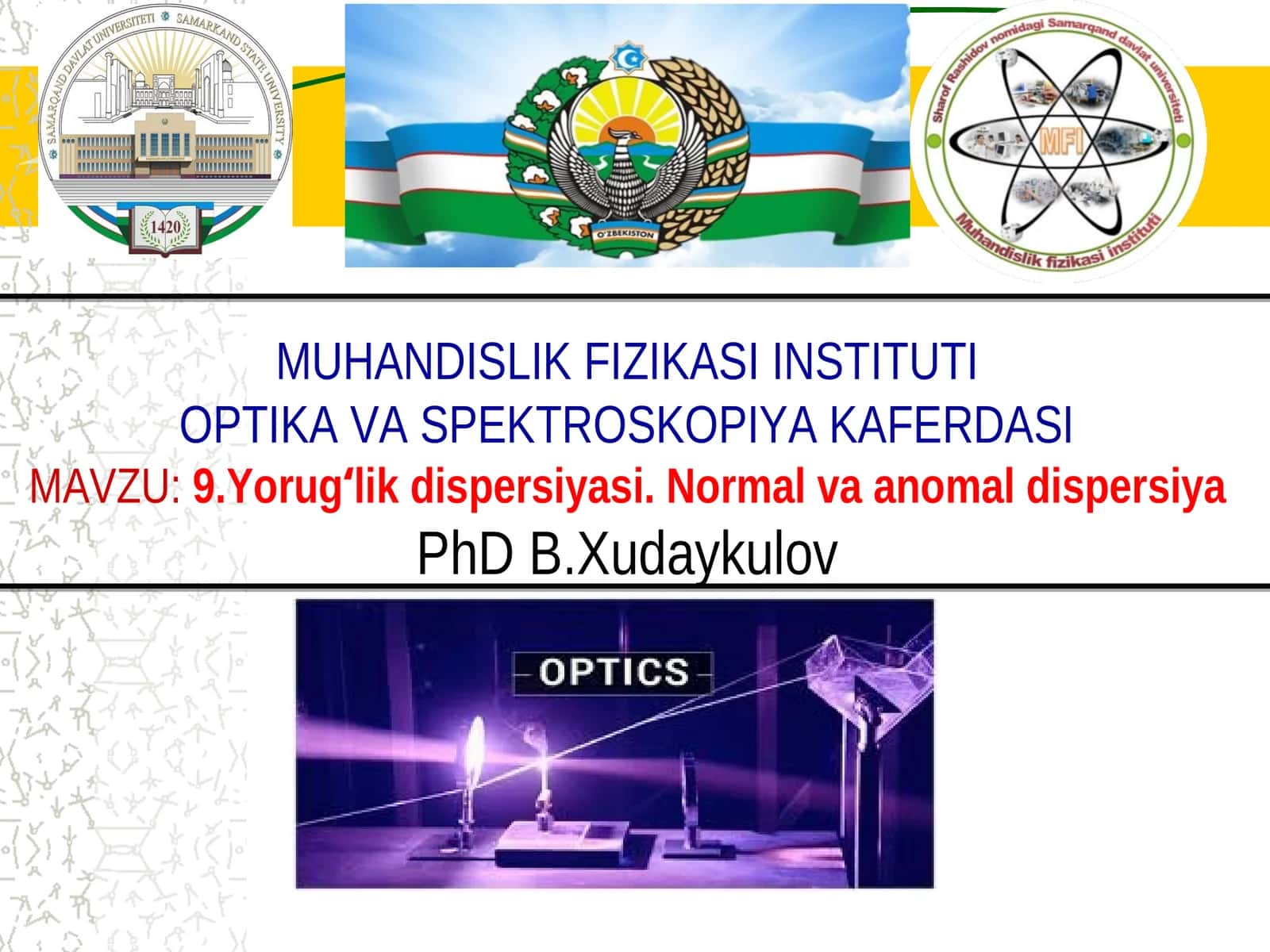 9.Yorugʻlik dispersiyasi. Normal va anomal dispersiya