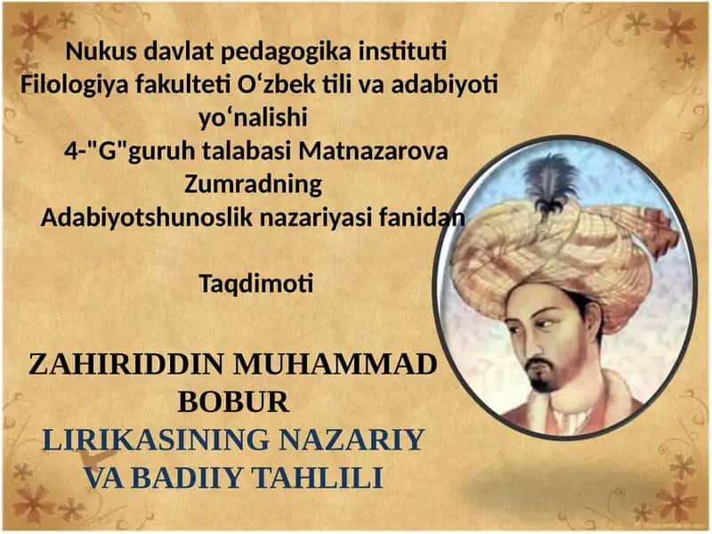 Bobur lirikasining nazariy va badiiy tahlili