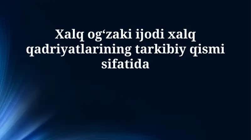 Og'zaki ijodiyot