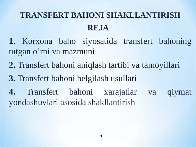 TRANSFERT BAHONI SHAKLLANTIRISH