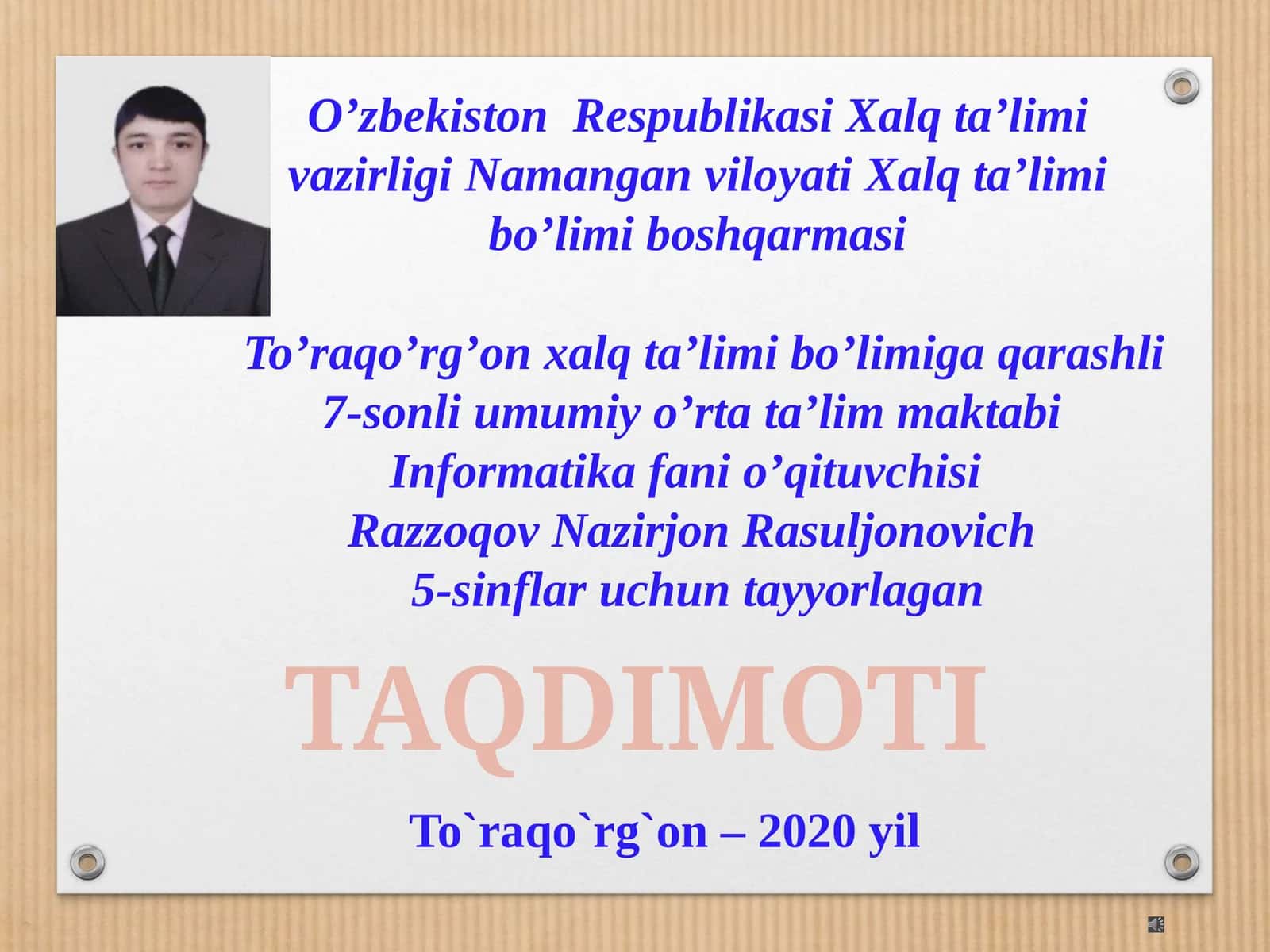 Informatika fanining asosiy va qo'shimcha qurilmalari