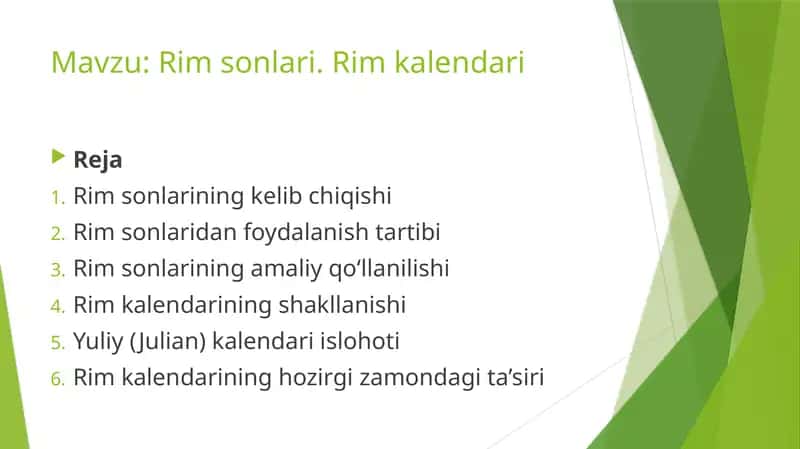 Rim sonlari. Rim kalendari