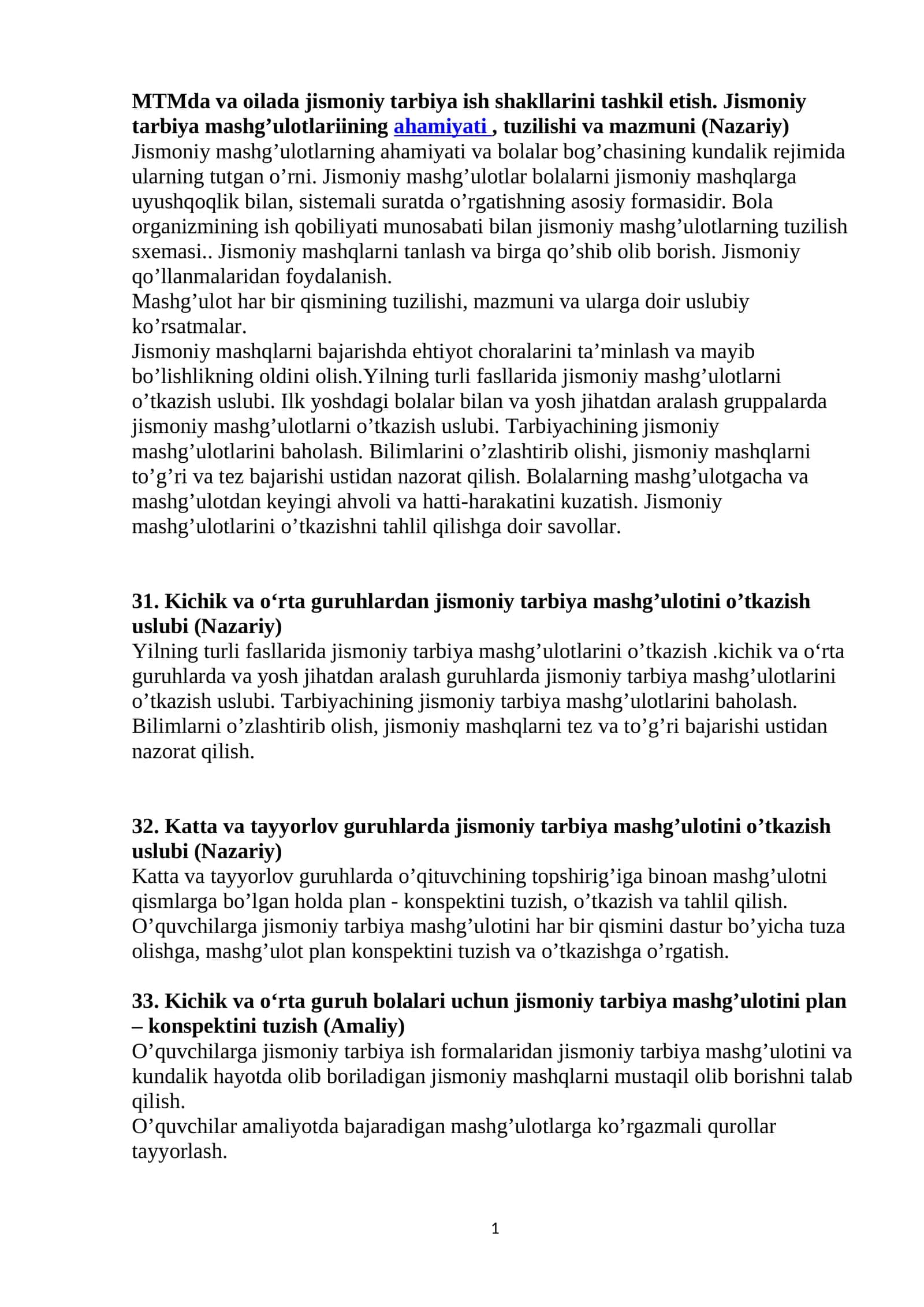 Jismoniy mashg'ulotlar