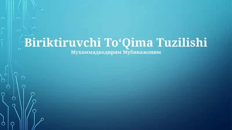 Biriktiruvchi To'Qima Tuzilishi