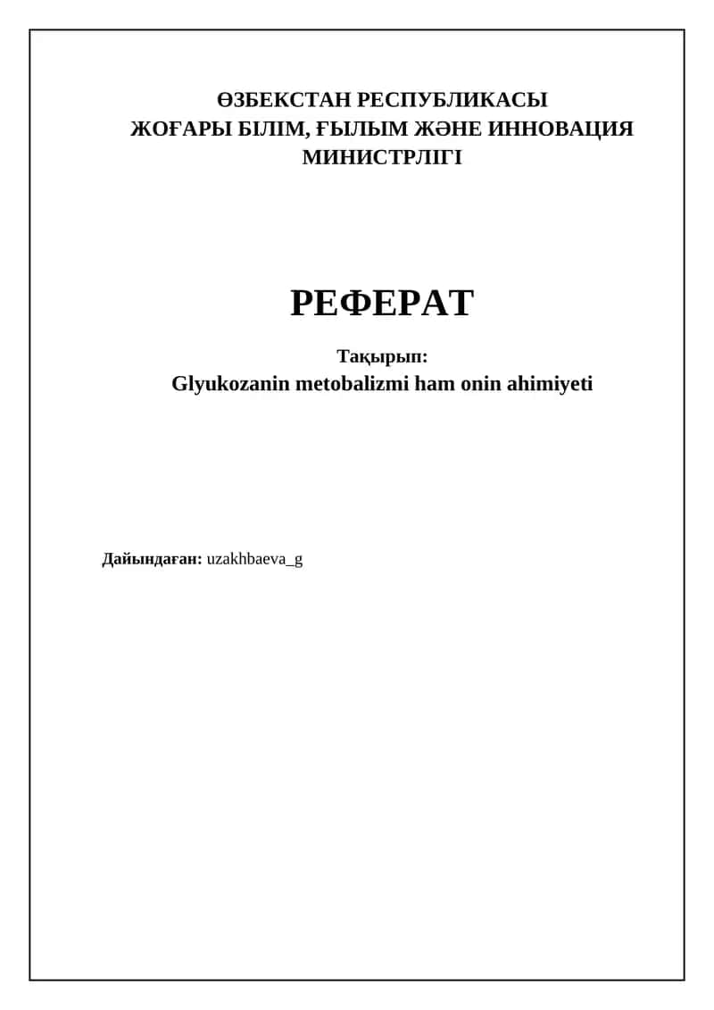 Glukoza metabolizmi: Basqıshları hám áhmiyeti