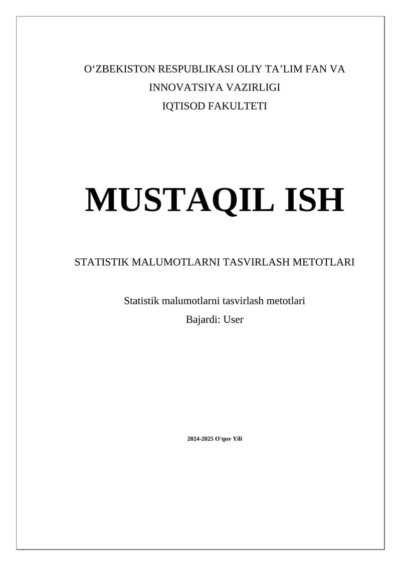Statistik malumotlarni tasvirlash metotlari