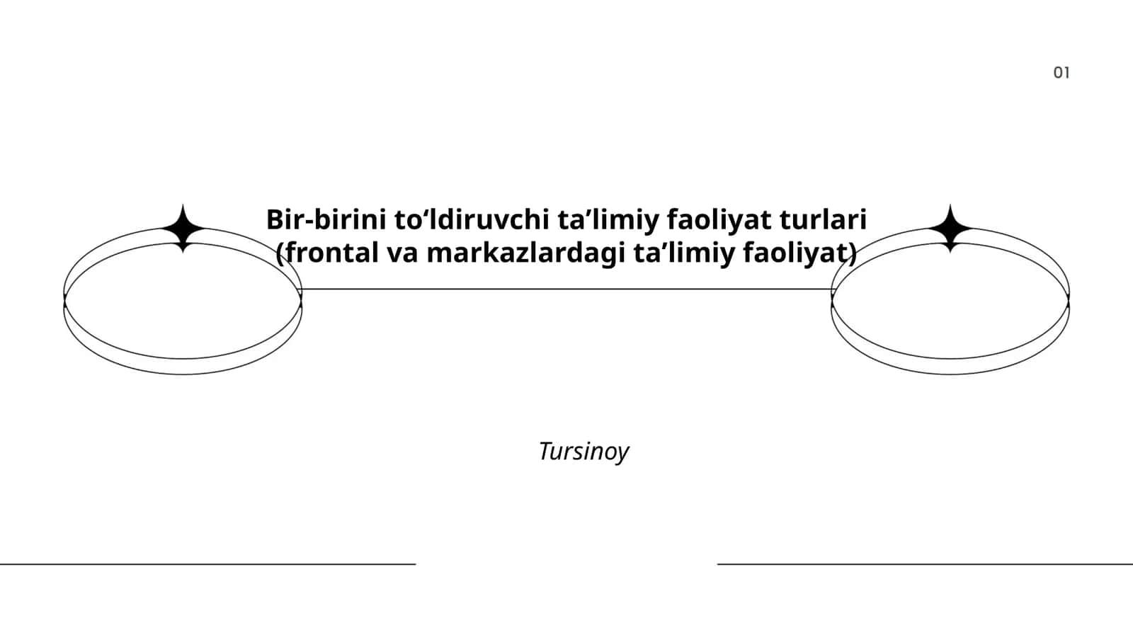 Bir-birini toʻldiruvchi taʼlimiy faoliyat turlari (frontal va markazlardagi taʼlimiy faoliyat)