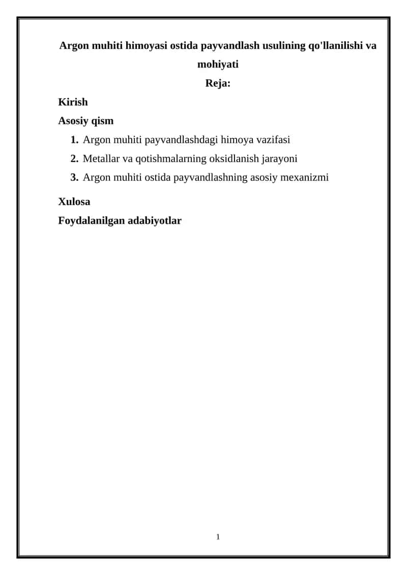 Argon muhiti himoyasi ostida payvandlash usuli