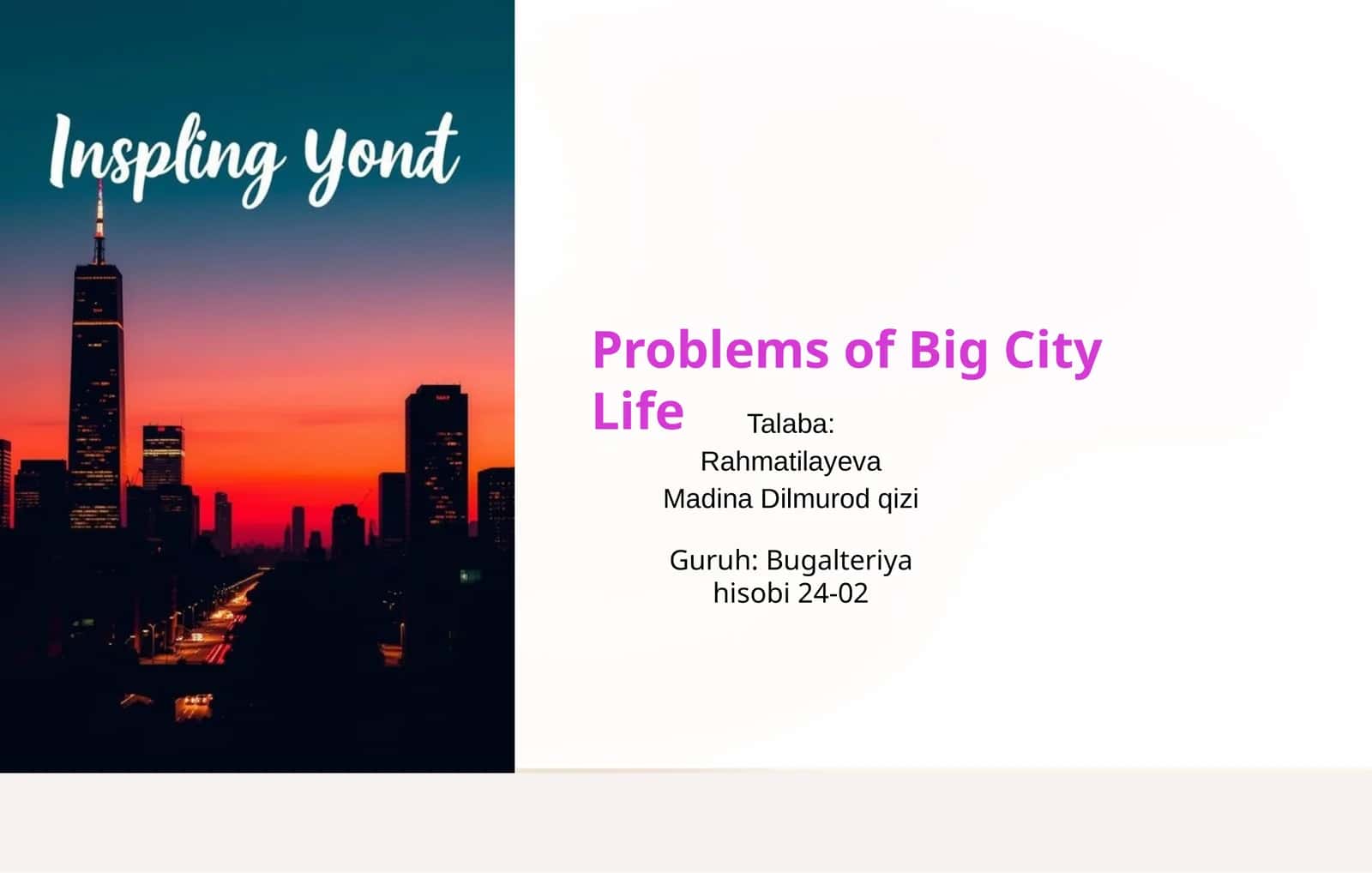 Problems of Big City Life