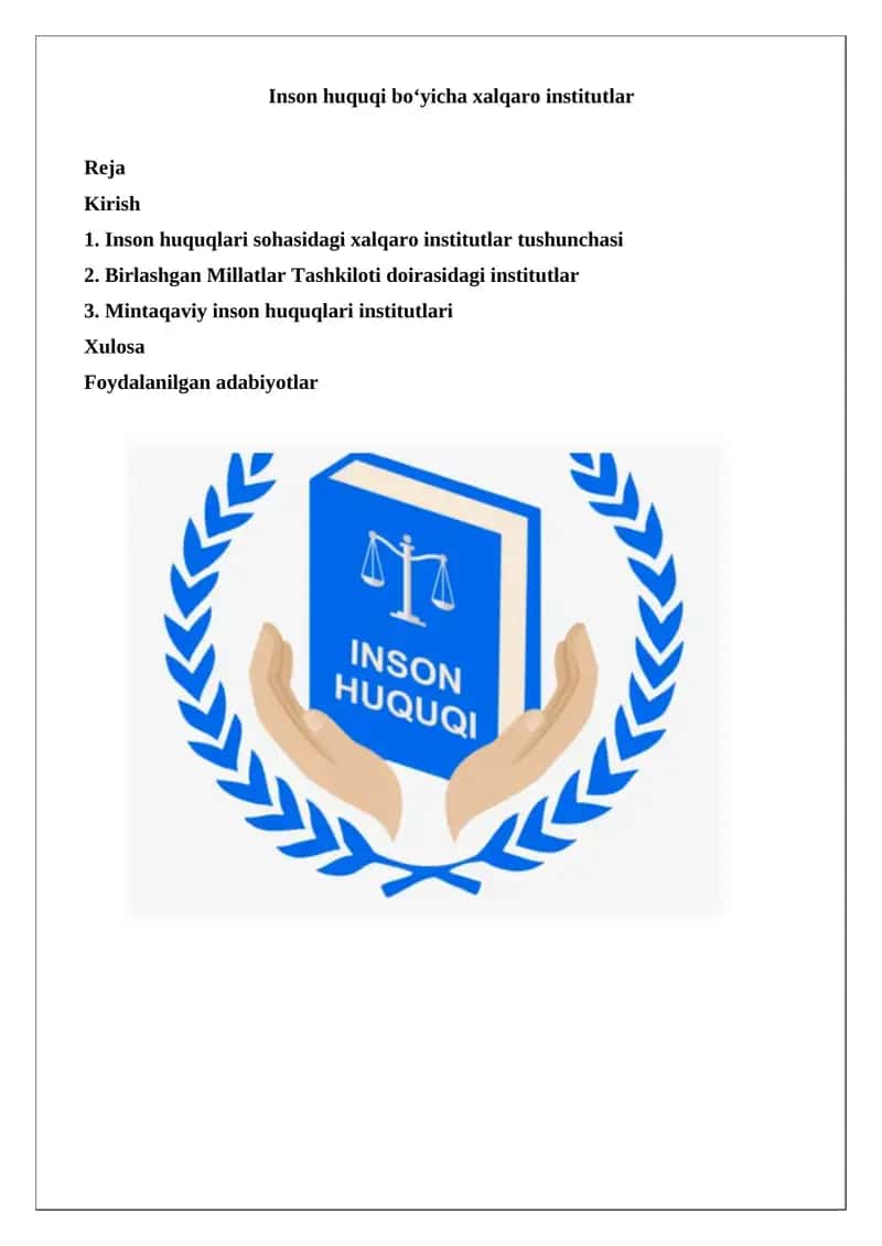 Inson huquqi bo‘yicha xalqaro institutlar