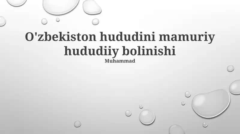 O'zbekiston hududini mamuriy-hududiiy bolinishi
