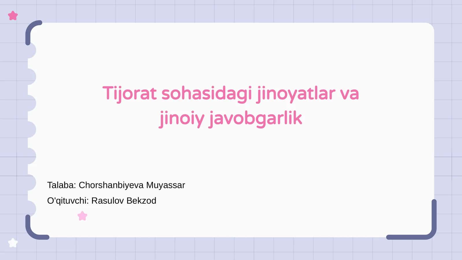Tijorat sohasidagi jinoyatlar va jinoiy javobgarlik