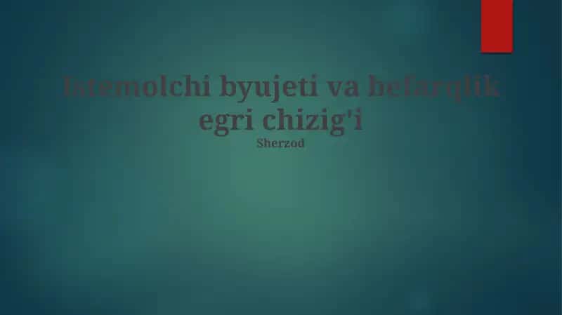 Be farqsiz xarita tahlili