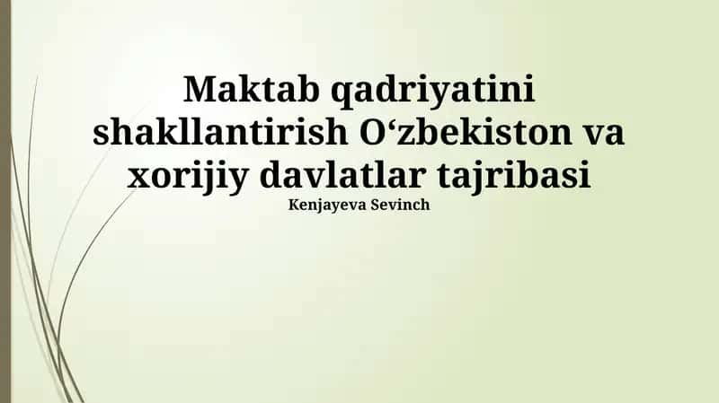 Maktab Qadriyatlarining Shakillanishi