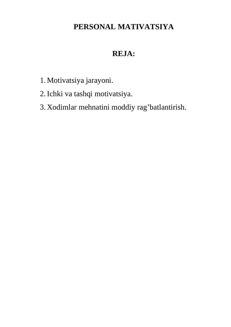 PERSONAL MATIVATSIYA
