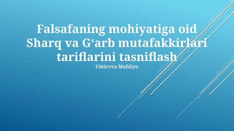 Falsafa mohiyati: Sharq va G'arb