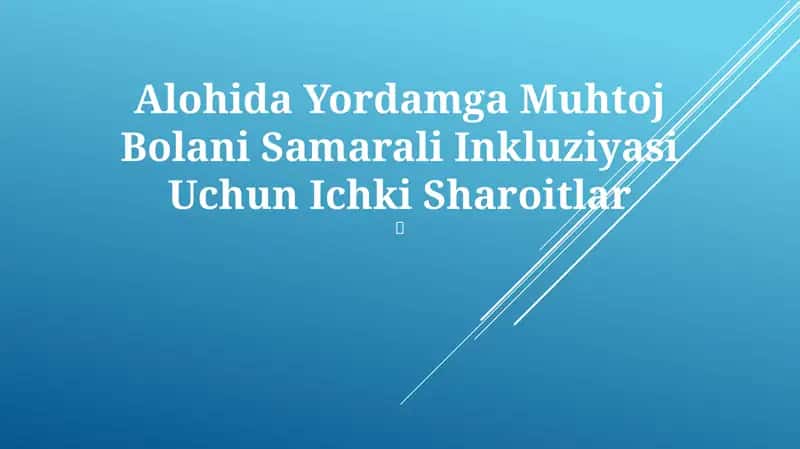 Alohida Yordamga Muhtoj Bolani Samarali Inkluziyasi Uchun Ichki Sharoitlar