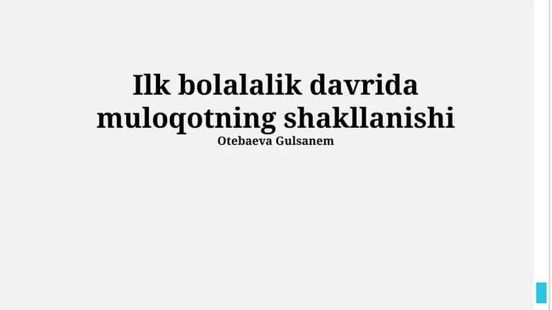 Ilk bolalalik davrida muloqotning shakllanishi
