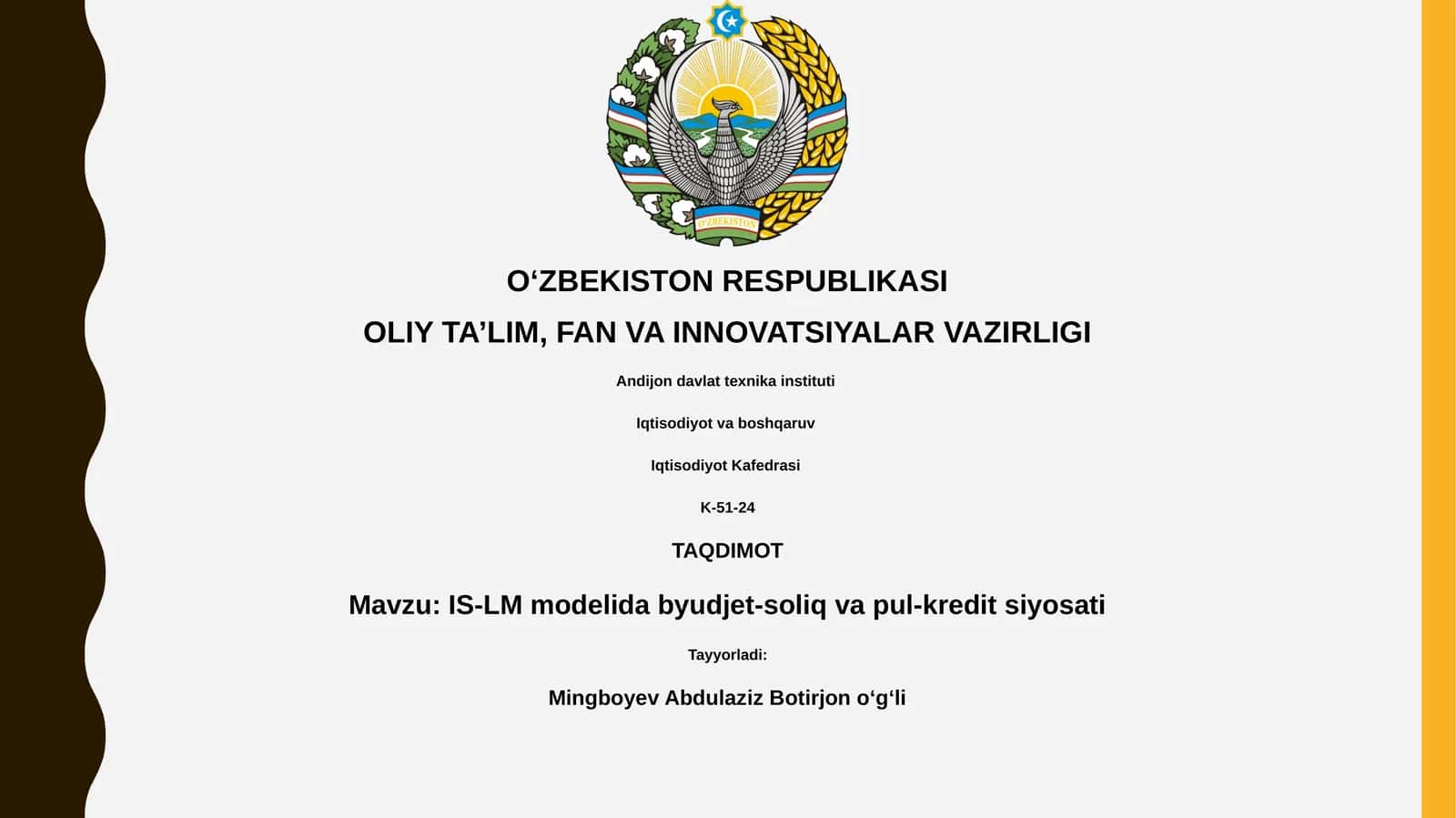IS-LM modelida byudjet-soliq va pul-kredit siyosati