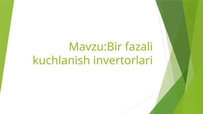 Birfazalik uchlanish invertorlari