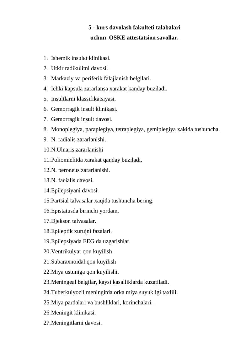 OSKE Attestation Savollari