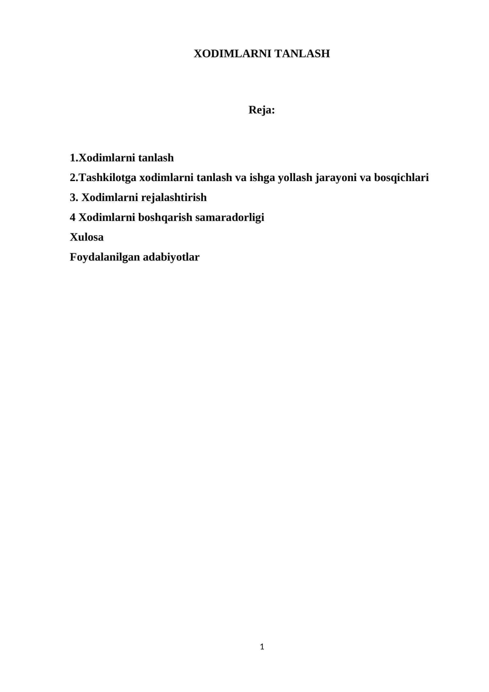Xodimlarni tanlash