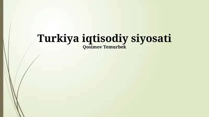 Turkiya iqtisodiy siyosati