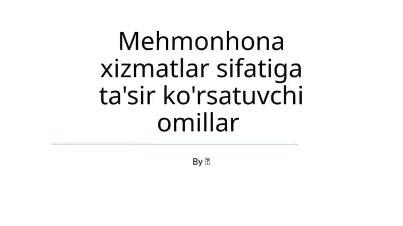 Xizmat sifatini o'lchash va yaxshilash