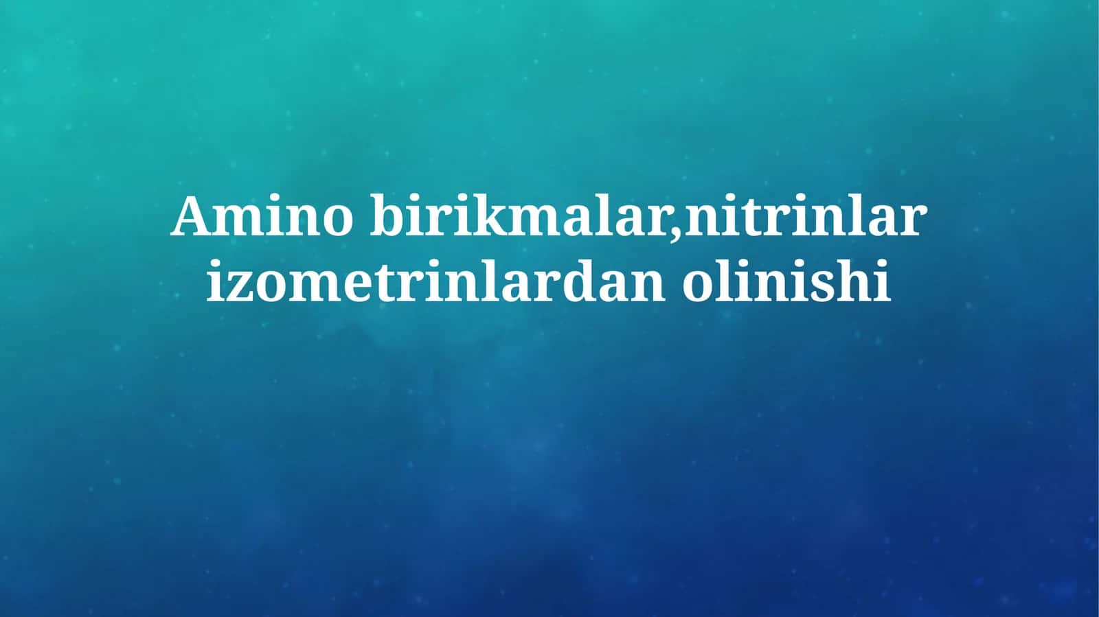 Aminokislotalar: Umumiy Ma'lumotlar