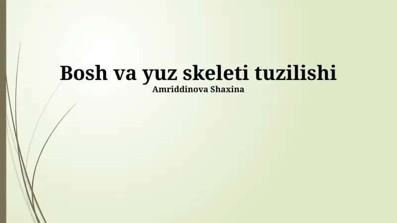 Bosh va yuz skeleti tuzilishi