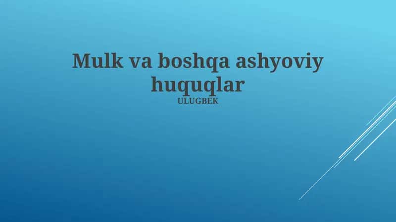 Mulkiy Huquqlar