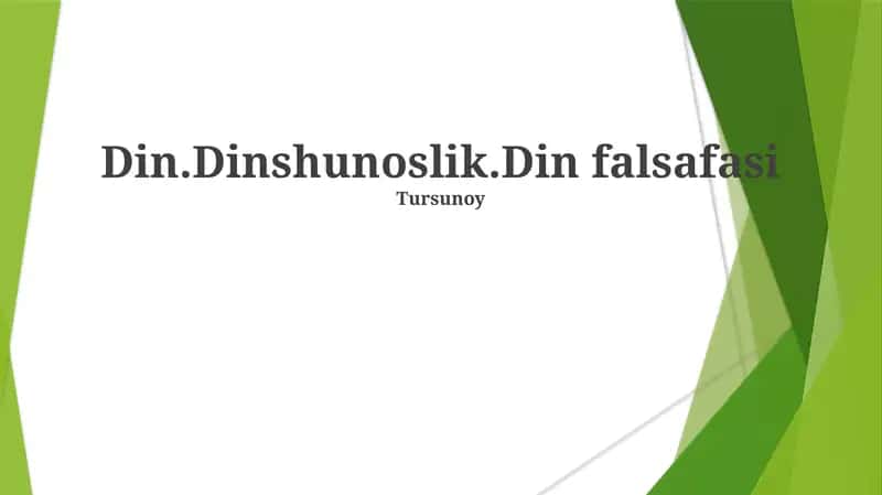 Din.Dinshunoslik.Din falsafasi