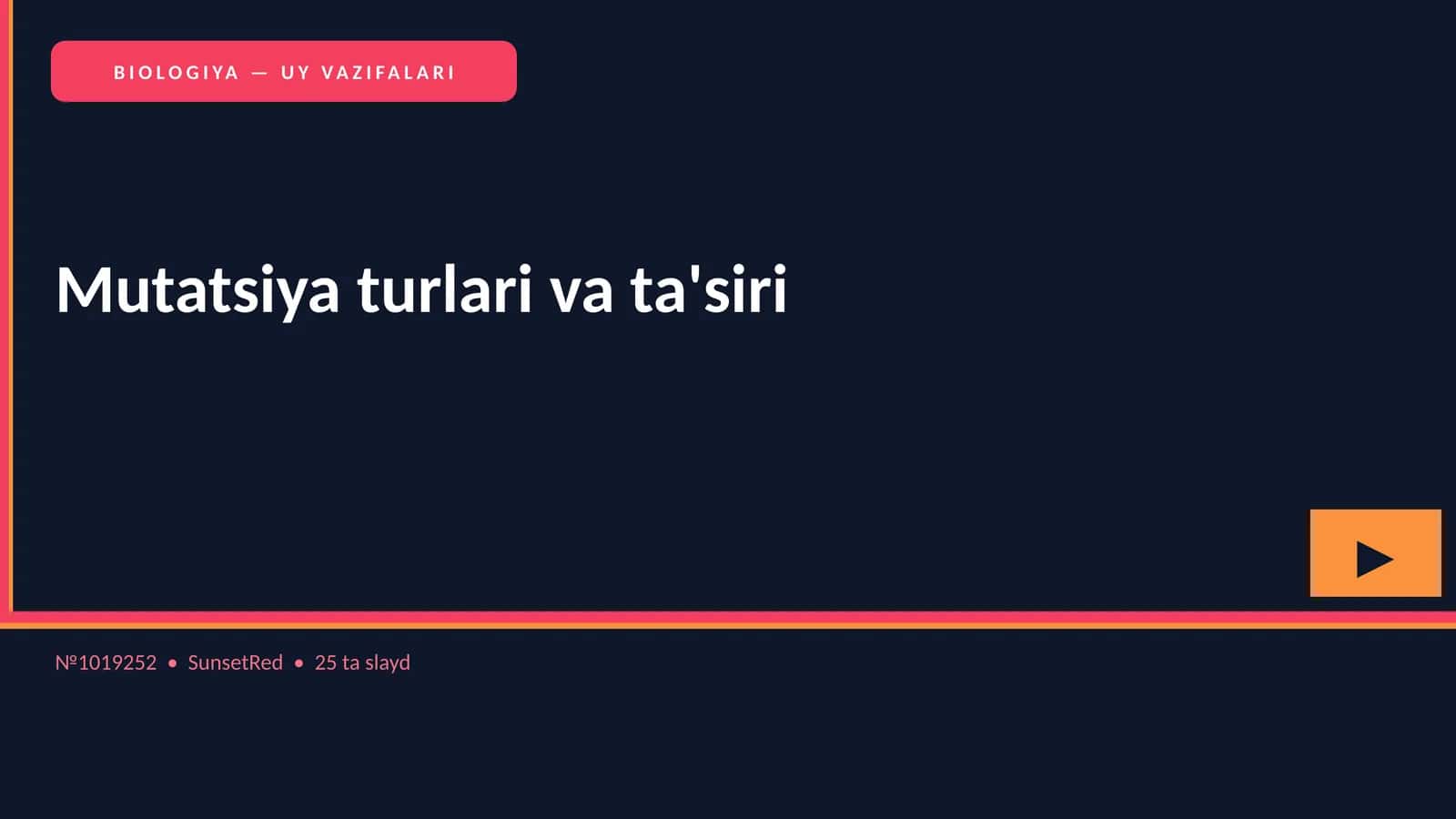 BIOLOGIYA — UY VAZIFALARI