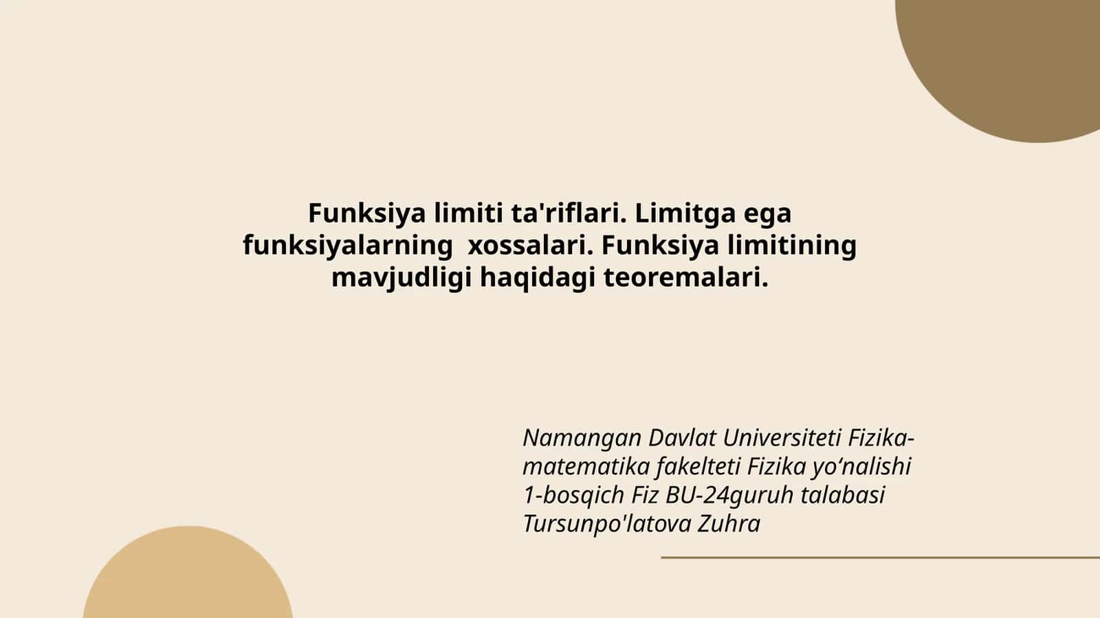 Funksiya limitlari