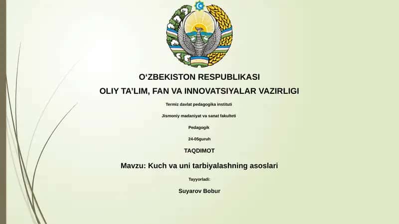 Kuch va uni tarbiyalashning asoslari