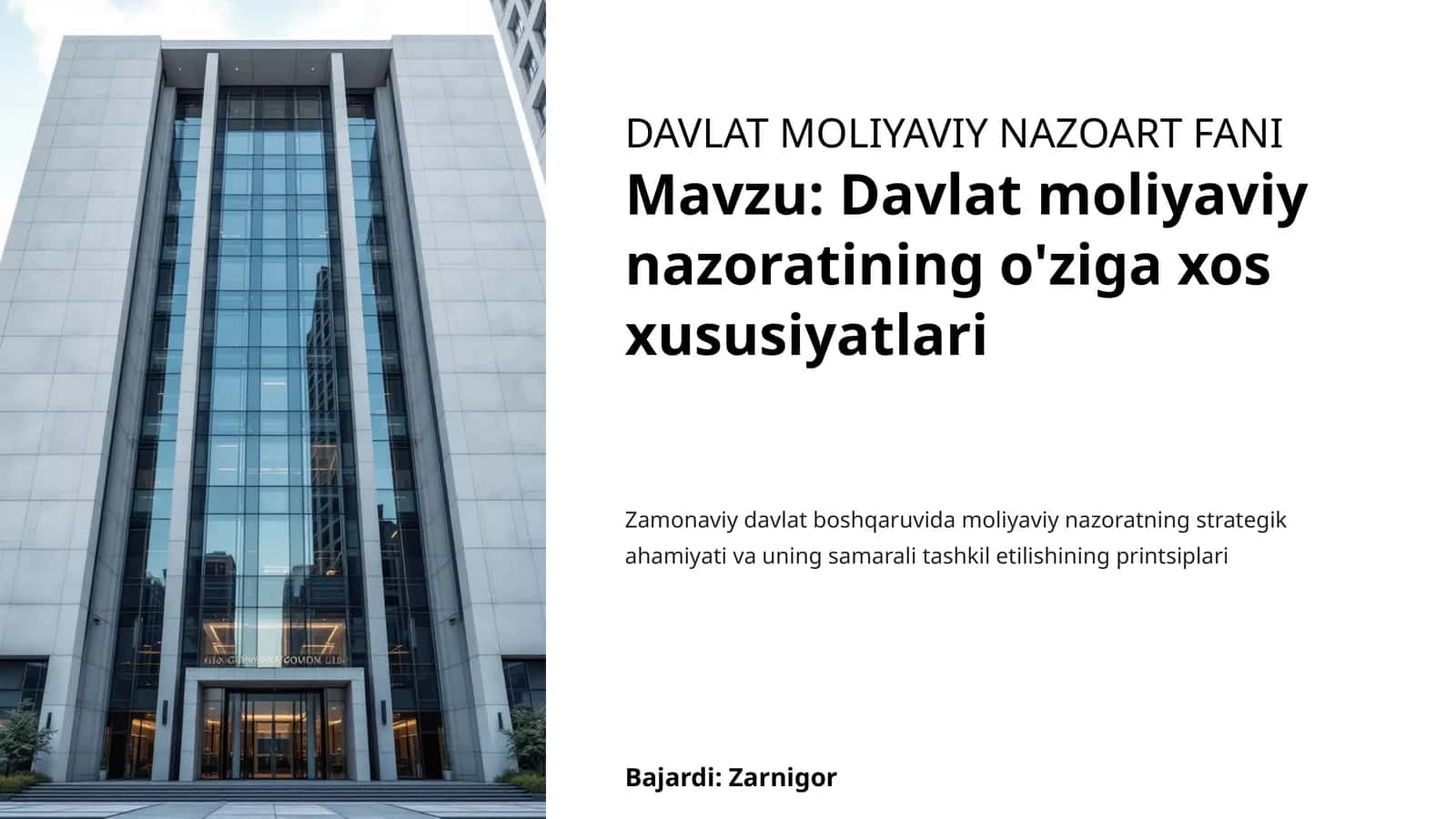 Davlat Moliyaviy Nazoart Fani
