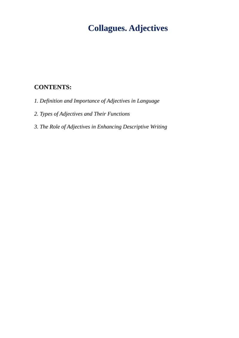 Collagues. Adjectives