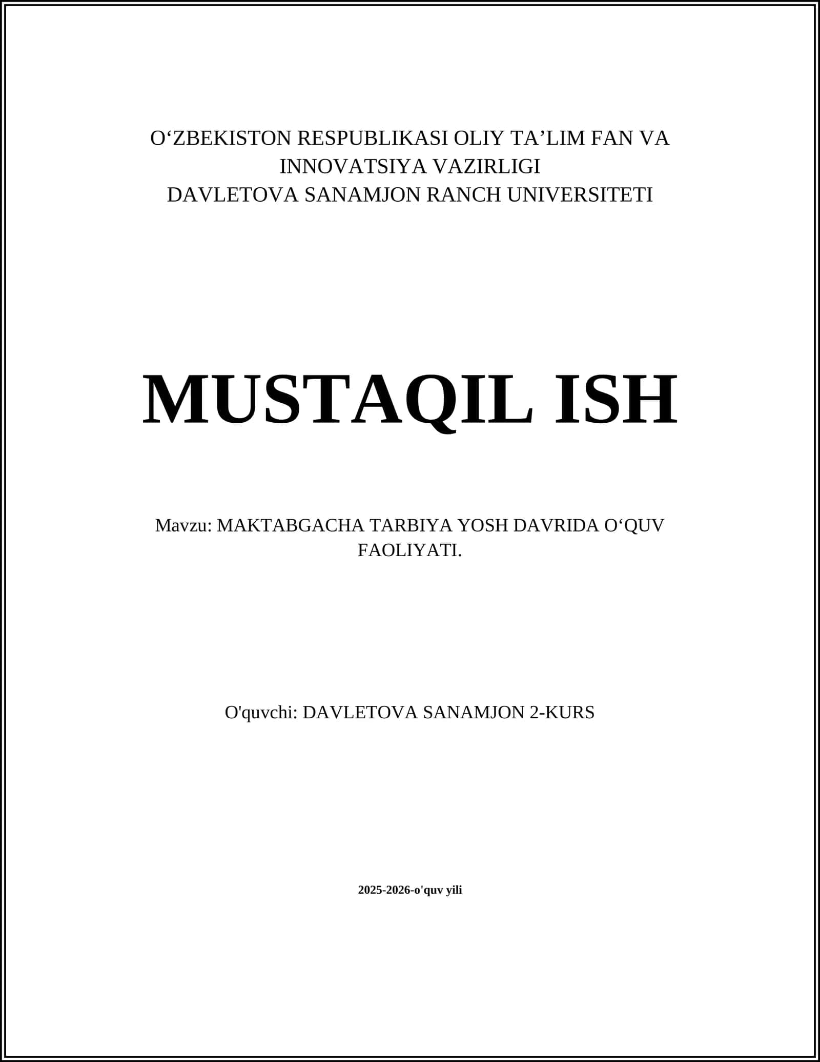 Maktabgacha tarbiya yoshida o‘quv faoliyatining nazariy asoslari