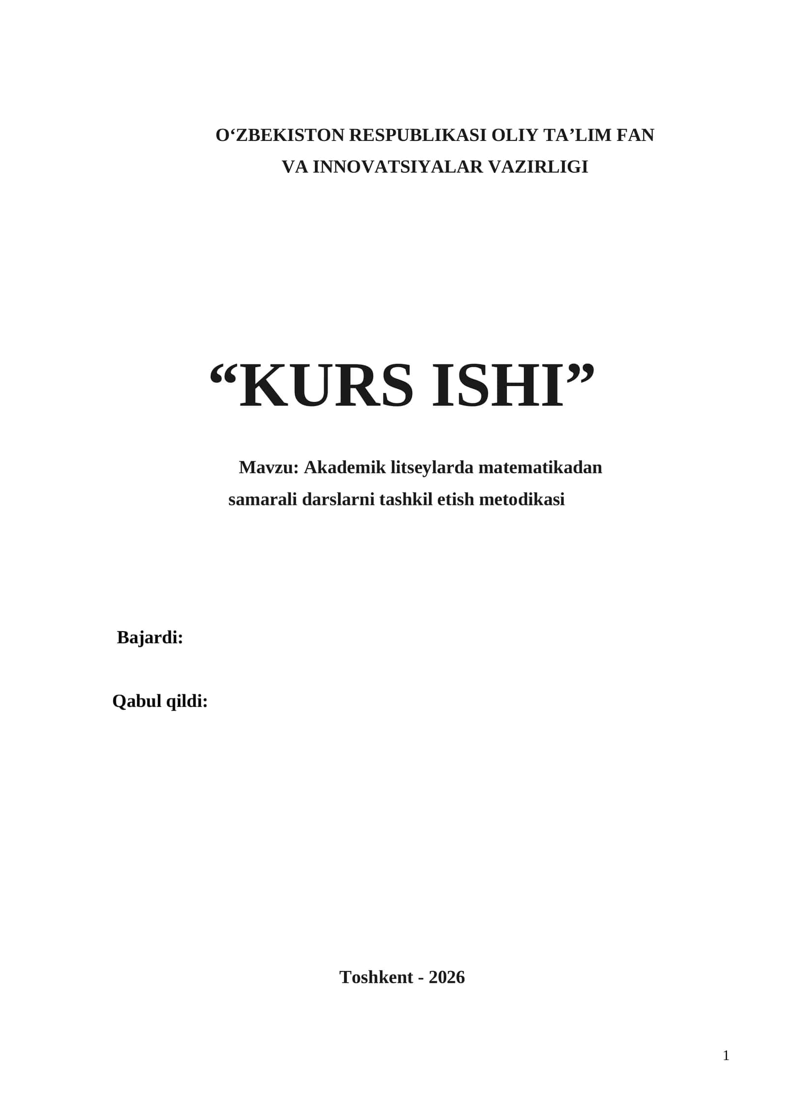 Akademik litseylarda matematikadan samarali darslarni tashkil etish metodikasi