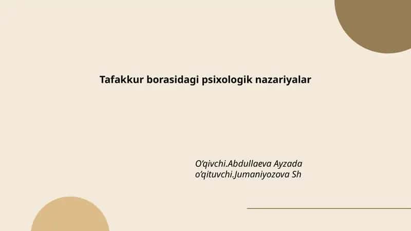 Assotsiatsionizm va tafakkur nazariyasi